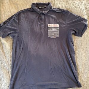 Men's Blue Polo Shirt with Striped Pocket